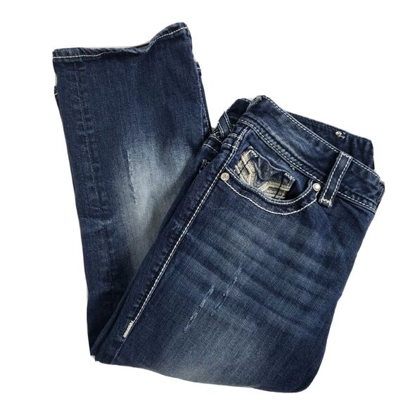 Vigoss Womens Capri Sz 5/6 21 The New York Denim Blue Jeans Distressed Embroider - Picture 4 of 12